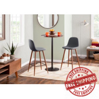 Lumisource TB-PEB BK+E Pebble Mid-Century Modern Adjustable Dining to Bar Table in Black Metal and Espresso 